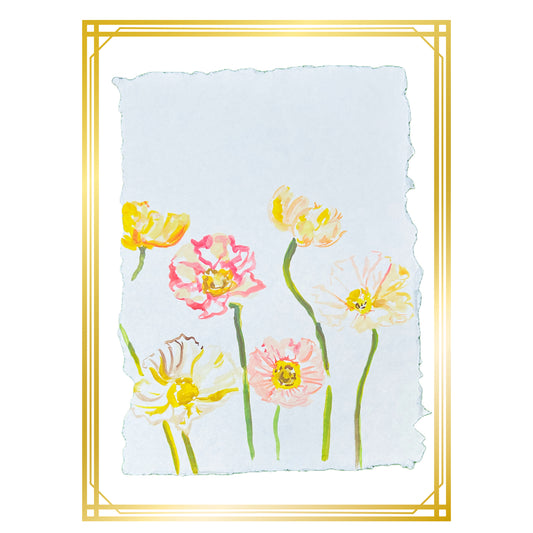 Colorful Comos Flowers on Paper