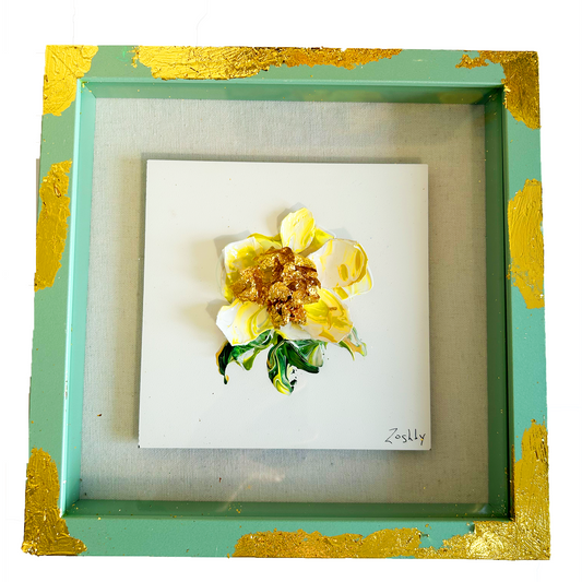 Eggshell Flower #79  Gold Leaf Frame