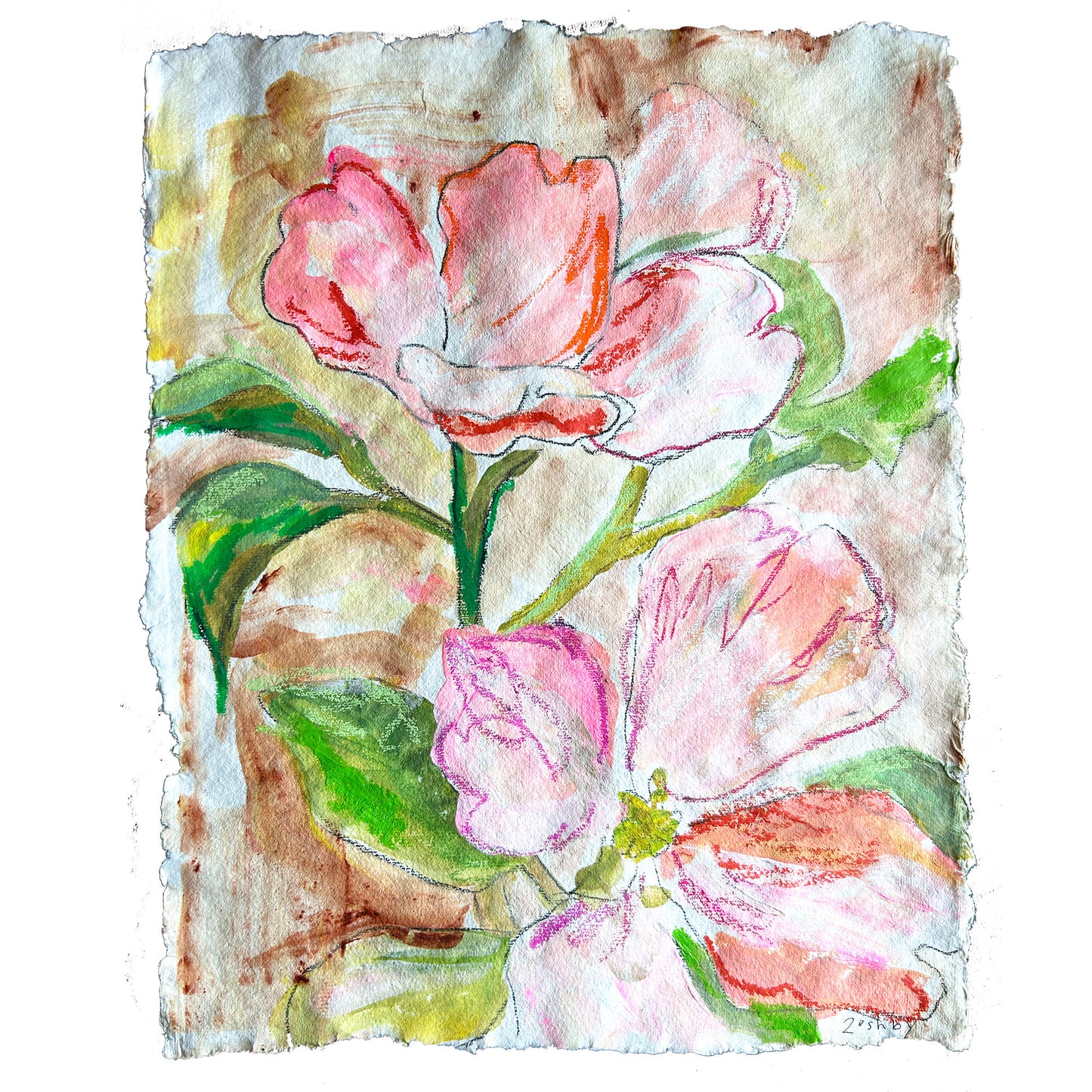 Hot Pink Flowers on paper