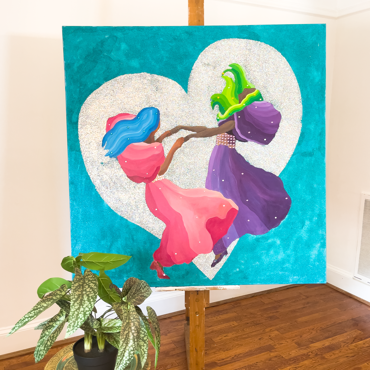 Blue Heart Girls Painting