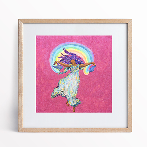 Hot Pink Glitter Rainbow Girl archival Print