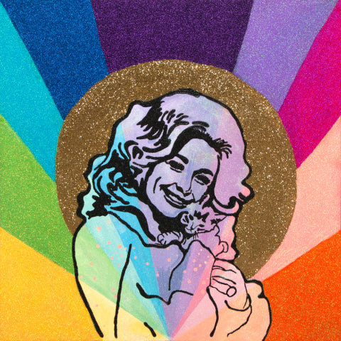 Rainbow Dolly Parton Giclee Canvas Print